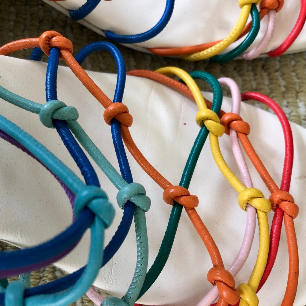 Chloe leather rope sandals. Rainbow colors.